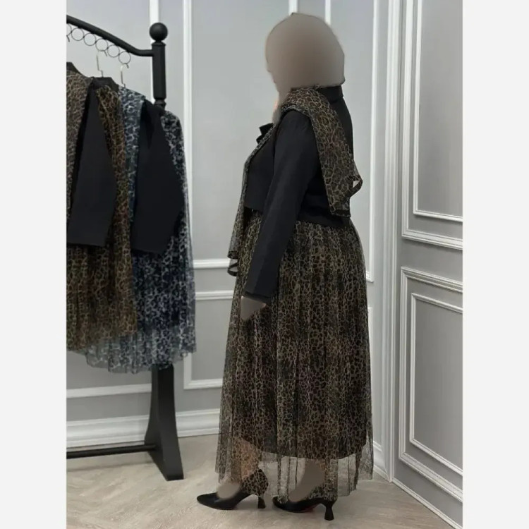ست سه تیکه زنانه مدل سلین شامل کت مازراتی دامن و شال تور رنگ نسکافهای فری سایز