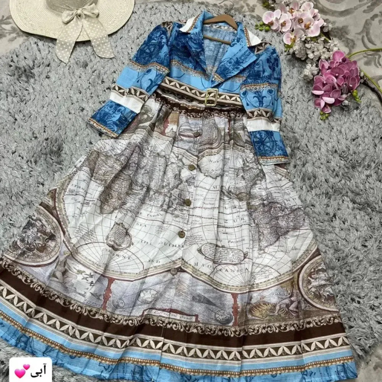 پیراهن ساحلی زنانه مدل کیمیا جنس ابریشمی پفکی فری سایز 38 تا 48