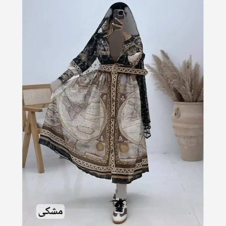 پیراهن ساحلی زنانه مدل کیمیا جنس ابریشمی پفکی فری سایز 38 تا 48