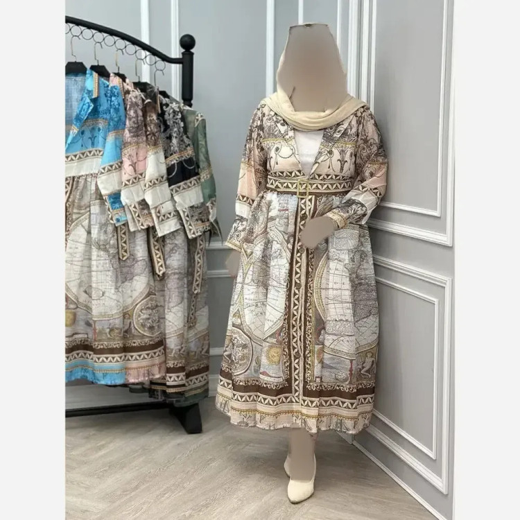 پیراهن ساحلی زنانه مدل کیمیا جنس ابریشمی پفکی فری سایز 38 تا 48