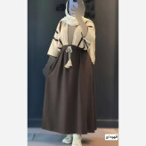 ست کت و سارافون زنانه مدل سوگل جنس شانتون و لینن فری سایز تا 48