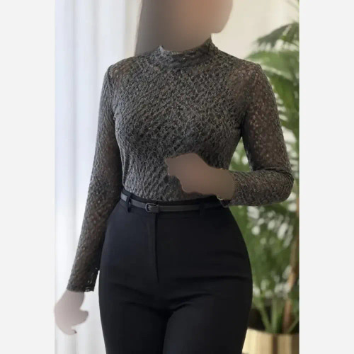شومیز دانتل آستین بلند زنانه فری سایز 36 تا 44
