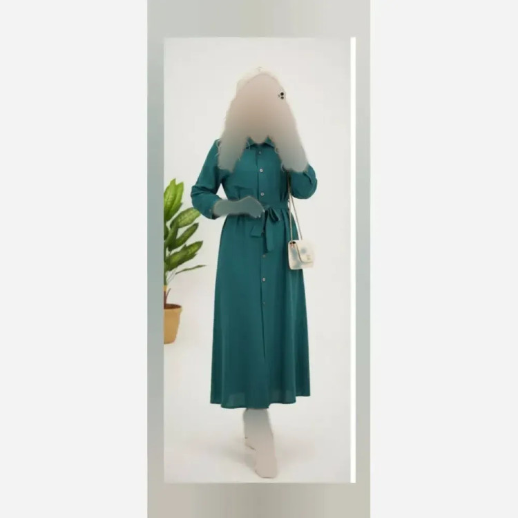 مانتو زنانه مدل نگارا جنس بابوس سه نخ آستین دوحالته کمربنددار