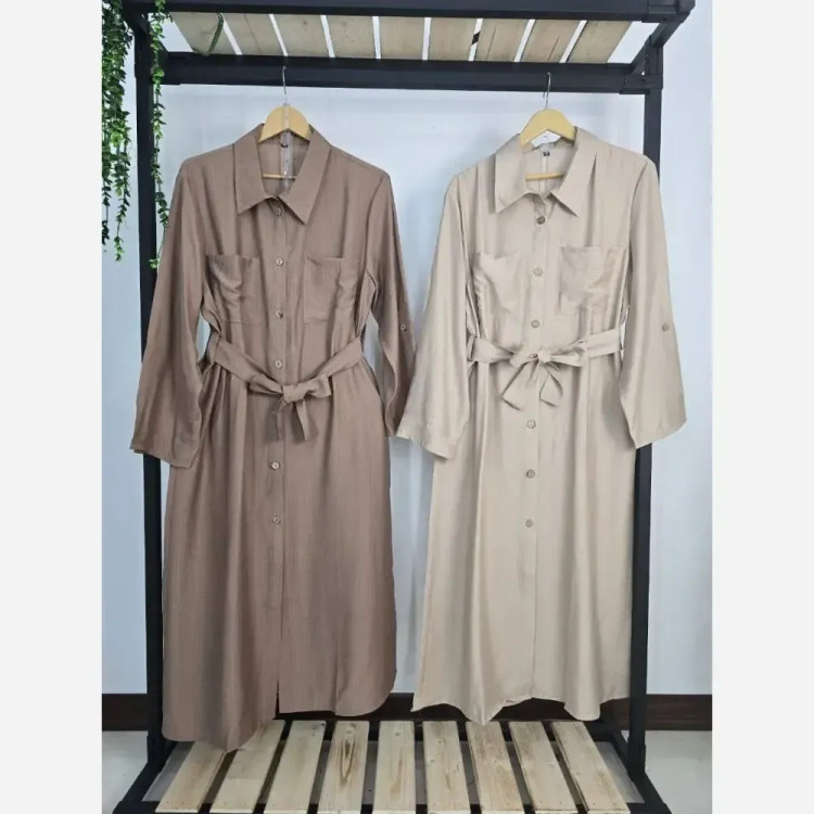 مانتو زنانه مدل نگارا جنس بابوس سه نخ آستین دوحالته کمربنددار