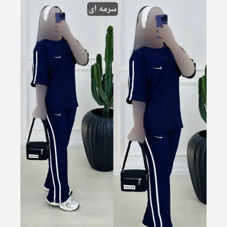 ست تیشرت و شلوار زنانه نایک جنس سوپر اسپان فول کش سایز فری 36 تا 48