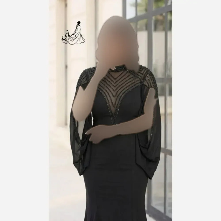 پیراهن ماکسی زنانه مجلسی کرپ دالقیچ سنگدوزی شده مدل مایا مشکی
