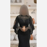 پیراهن ماکسی زنانه مجلسی کرپ دالقیچ سنگدوزی شده مدل مایا مشکی