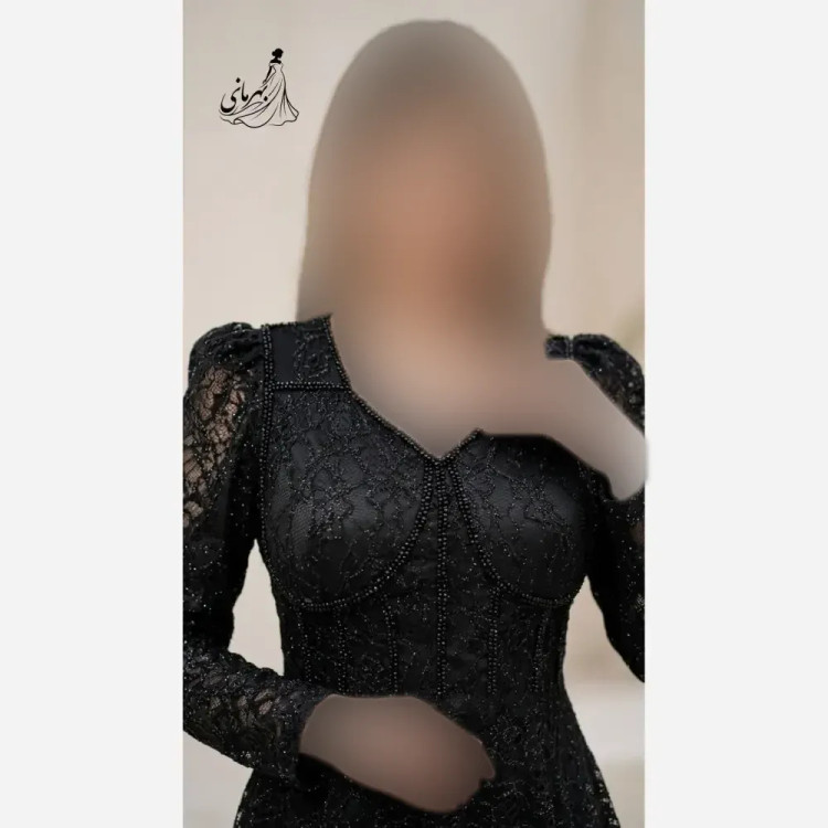 پیراهن مجلسی زنانه مدل سارا دانتل سنگدوزی شده کاپدار سایز 40 تا 52