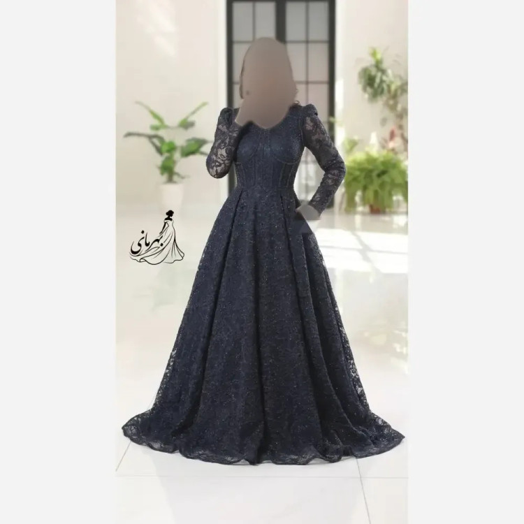 پیراهن مجلسی زنانه مدل سارا دانتل سنگدوزی شده کاپدار سایز 40 تا 52