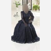 پیراهن مجلسی زنانه مدل سارا دانتل سنگدوزی شده کاپدار سایز 40 تا 52
