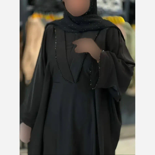 عبای مجلسی زنانه مدل سوگند جنس الیزه درجه یک فری سایز رنگ مشکی