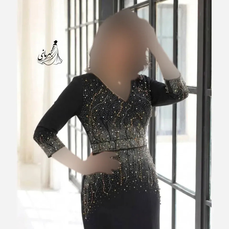 پیراهن مجلسی زنانه مدل میشا کرپ دالقیچ کاپدار نگیندوزی شده سایز بزرگ 42 تا 54