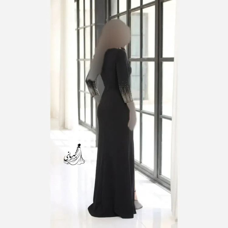 پیراهن مجلسی زنانه مدل میشا کرپ دالقیچ کاپدار نگیندوزی شده سایز بزرگ 42 تا 54