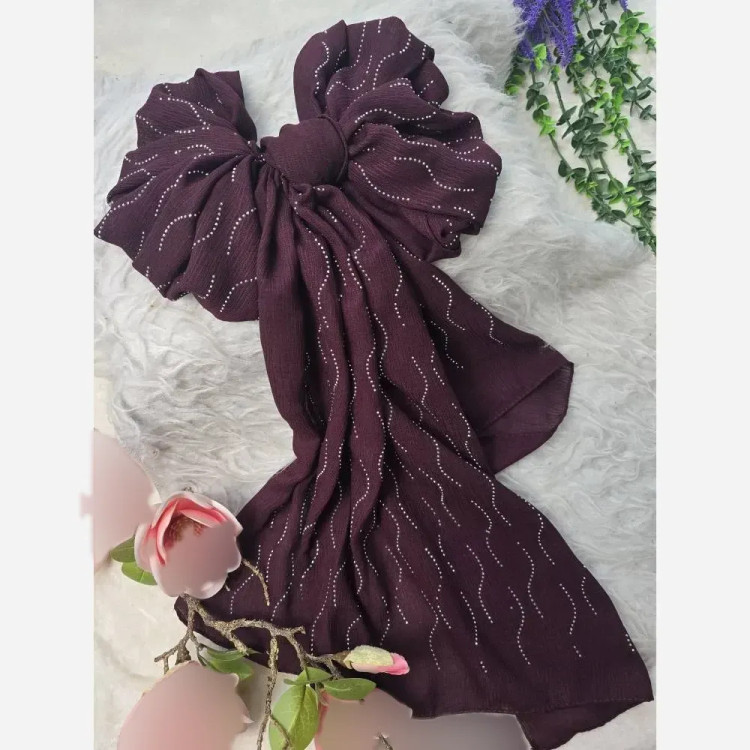 شال زنانه کریشه درختی نگیندار مجلسی قواره 180 در 60 سانتیمتر