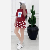 ست تیشرت و شلوارک زنانه طرح ببعی جنس نخ پنبه درجه یک فری سایز