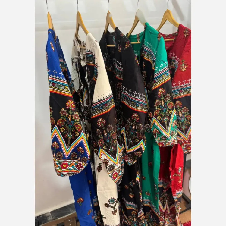 پیراهن ساحلی زنانه نخی تایلندی فری سایز مدل گلچین