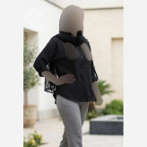 شومیز مجلسی زنانه نگیندار جنس بزایاق مشکی فری سایز
