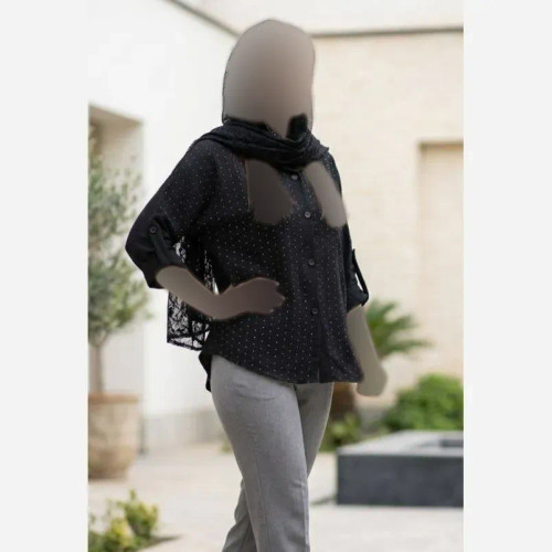 شومیز مجلسی زنانه نگیندار جنس بزایاق مشکی فری سایز