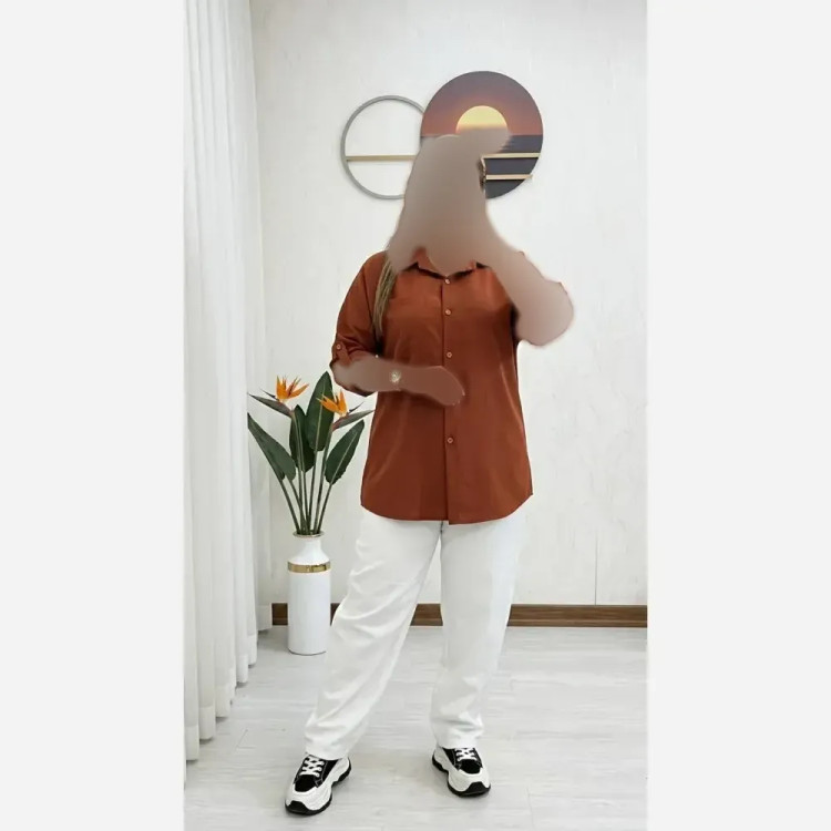 شومیز مانتویی داکرون زنانه فری سایز مدل دلنشین