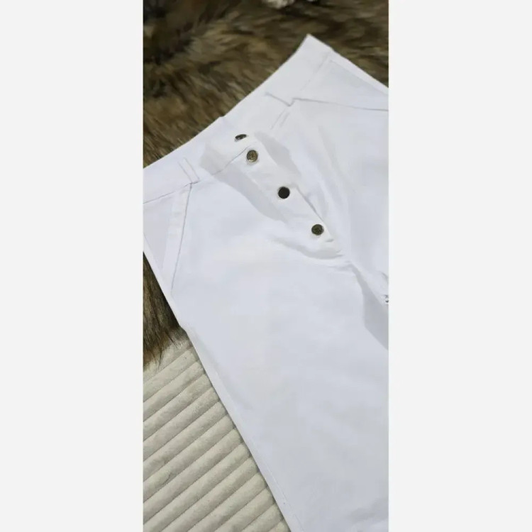 شلوار نیم بگ زنانه کتان کش جلو دکمه دار در 4 رنگ سایز L تا 3XL