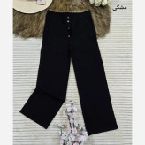 شلوار نیم بگ زنانه کتان کش جلو دکمه دار در 4 رنگ سایز L تا 3XL
