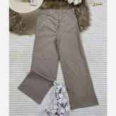 شلوار نیم بگ زنانه کتان کش جلو دکمه دار در 4 رنگ سایز L تا 3XL