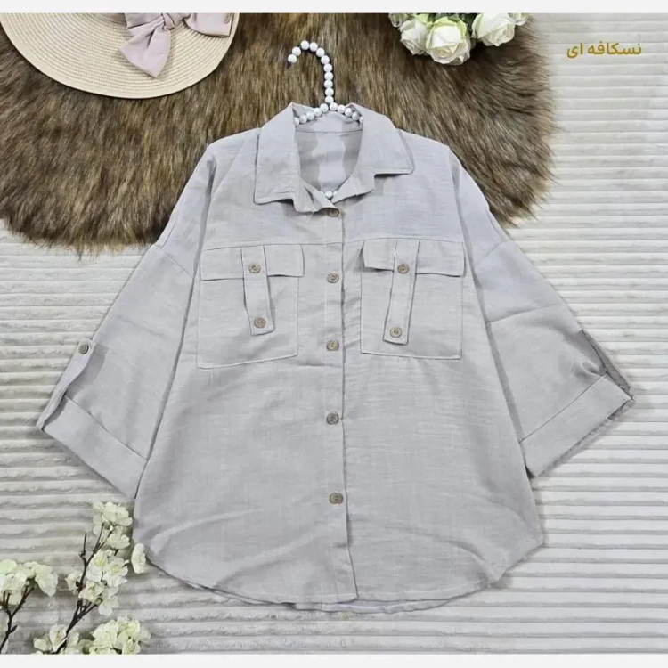 مانتو شانتون جیب صلیبی فری سایز مناسب 38 تا 48