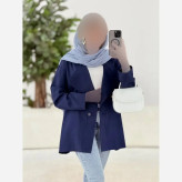 کت زنانه یقه انگلیسی لینن مدل نوشین فری سایز مناسب 38 تا 48