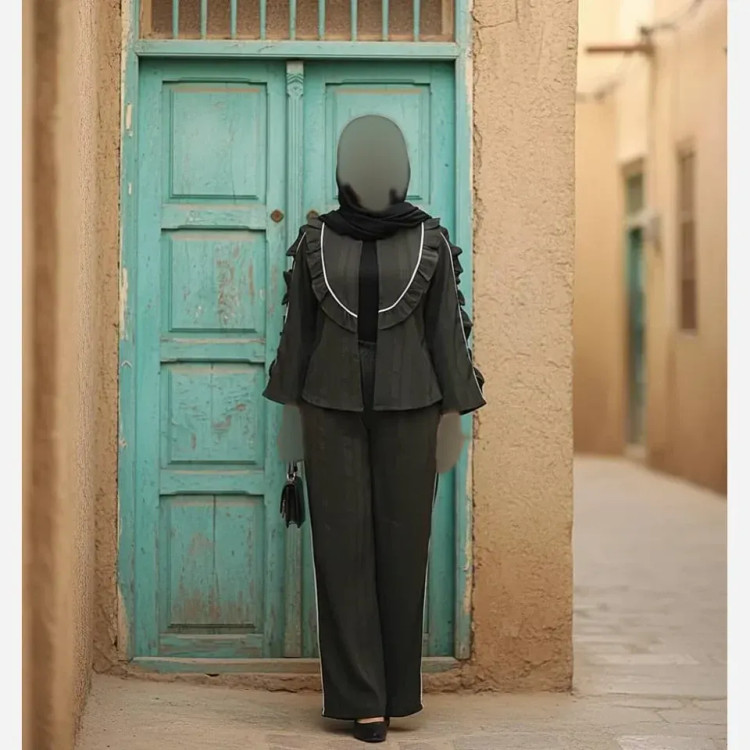 ست کت و شلوار زنانه مدل بهار جنس پارچه مراکشی سایز بزرگ و معمولی
