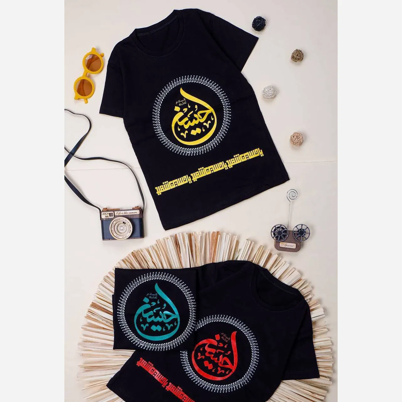 تیشرت بچگانه طرح یا حسین جنس پنبه در رنگبندی متنوع سایز 40 و 45
