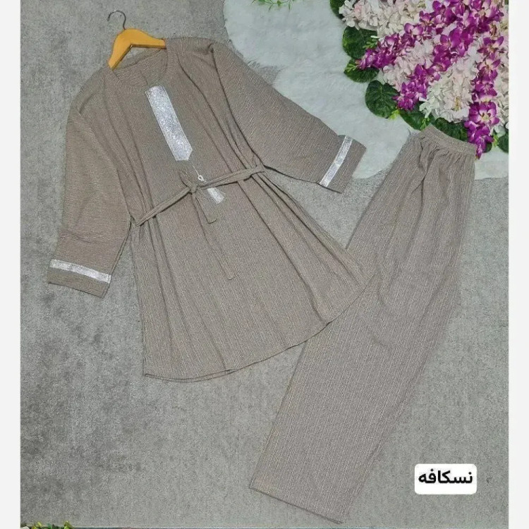 ست زنانه بهکامه جنس کراش درجه یک فری سایز 38 تا 50 خنک و قواره دار