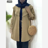 شومیز مانتویی گلدوزی شده مدل تارا جنس الیاف درجه یک فری سایز