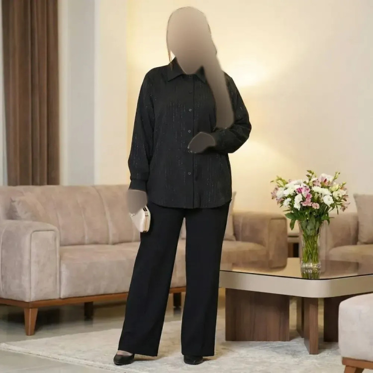 شومیز زنانه مدل سحرناز جنس کرپ الیزه نگین دار سایز بزرگ 46 تا 60