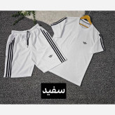 ست تیشرت و شلوارک مردانه مدل سهند جنس بیسکویتی فول لاکرا رنگ سفید سایز XXXL