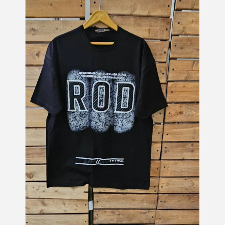 تیشرت مردانه مشکی طرح ROD جنس پنبه سوپر اعلا سایز بزرگ XXL و XXXL
