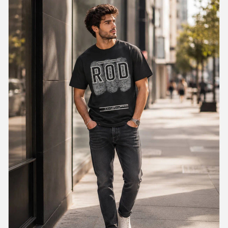 تیشرت مردانه مشکی طرح ROD جنس پنبه سوپر اعلا سایز بزرگ XXL و XXXL