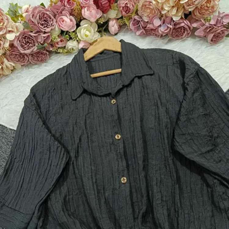 شومیز زنانه گره ای جنس آیوا کریستال رنگ مشکی سایز فری (38-46)