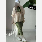 ست شومیز مانتویی لنین و شلوار تترون زنانه مدل جیلان فری سایز