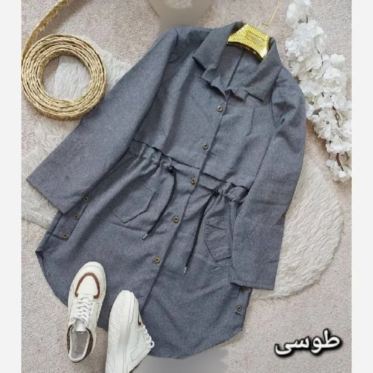 مانتو زنانه مدل کلارا جنس مکانیک پرشین کمر گت سایز 38 تا 46