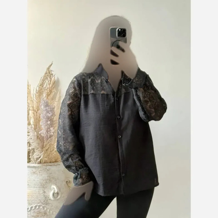 شومیز مجلسی زنانه مدل آیسو جنس کرسپو دانتل فری سایز
