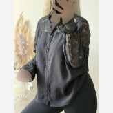 شومیز مجلسی زنانه مدل آیسو جنس کرسپو دانتل فری سایز