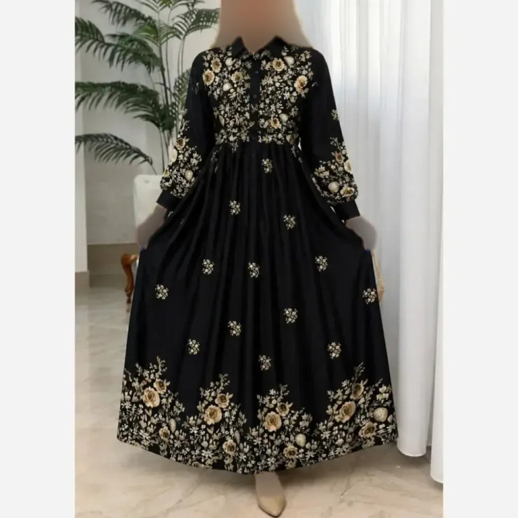 پیراهن زنانه مدل زنبق جنس بوگاتی درجه یک فری سایز 36 تا 46
