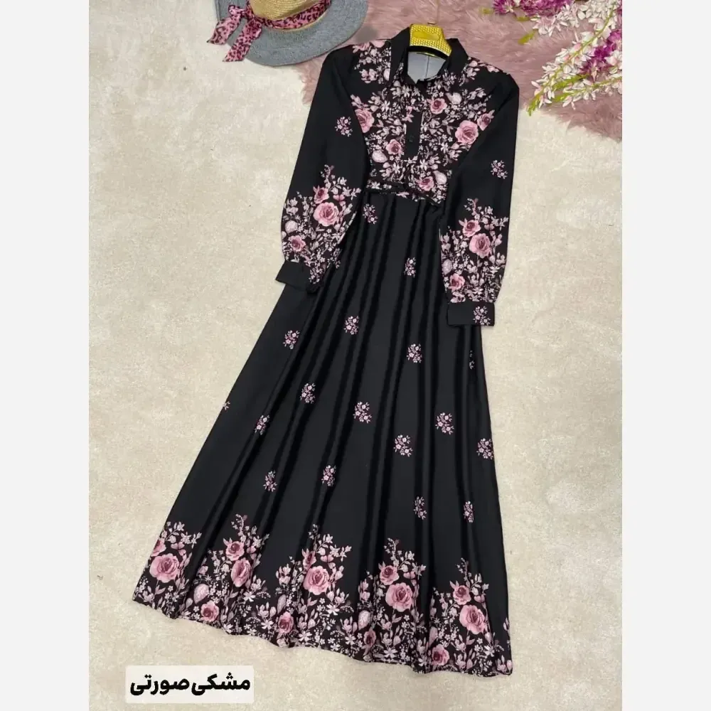 پیراهن زنانه مدل زنبق جنس بوگاتی درجه یک فری سایز 36 تا 46