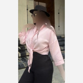 شومیز زنانه جلو گره ای مدل بهارناز جنس پارچه صوفیا نگینی فری سایز