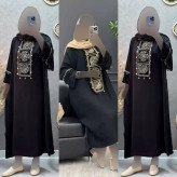 مانتو زنانه مدل دلارام جنس شانتون رنگ مشکی فری سایز 38 تا 46 چاک دار