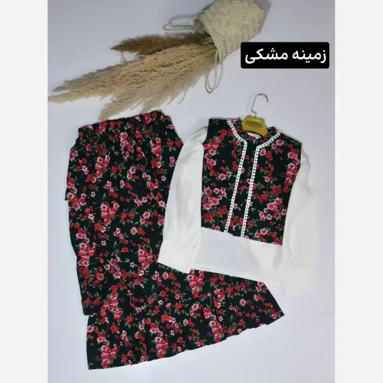ست سه تیکه زنانه شومیز لینن و دامن و جلیقه بوگاتی فری سایز
