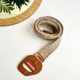 کمربند کنفی سگک چوبی زنانه فری سایز طول 108 سانتیمتر