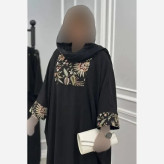 عبای زنانه آریادخت مشکی جنس الیزه با خرجکار سوزن دوزی فری سایز 38 تا 52