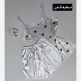 ست خواب زنانه ساتن الیکس ابریشم طرحدار به همراه اسکرانچی فری سایز