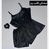 ست خواب زنانه ساتن الیکس ابریشم طرحدار به همراه اسکرانچی فری سایز